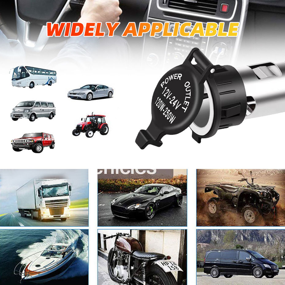 Thumbnail: Car Cigarette Lighter Universal Socket Adapter Portable Power Outlet 12V-24V 120