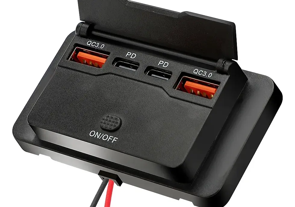 Thumbnail: Car Charger Socket Adapter with Switch, 2-4-Ports Charging Splitter, Outlet for