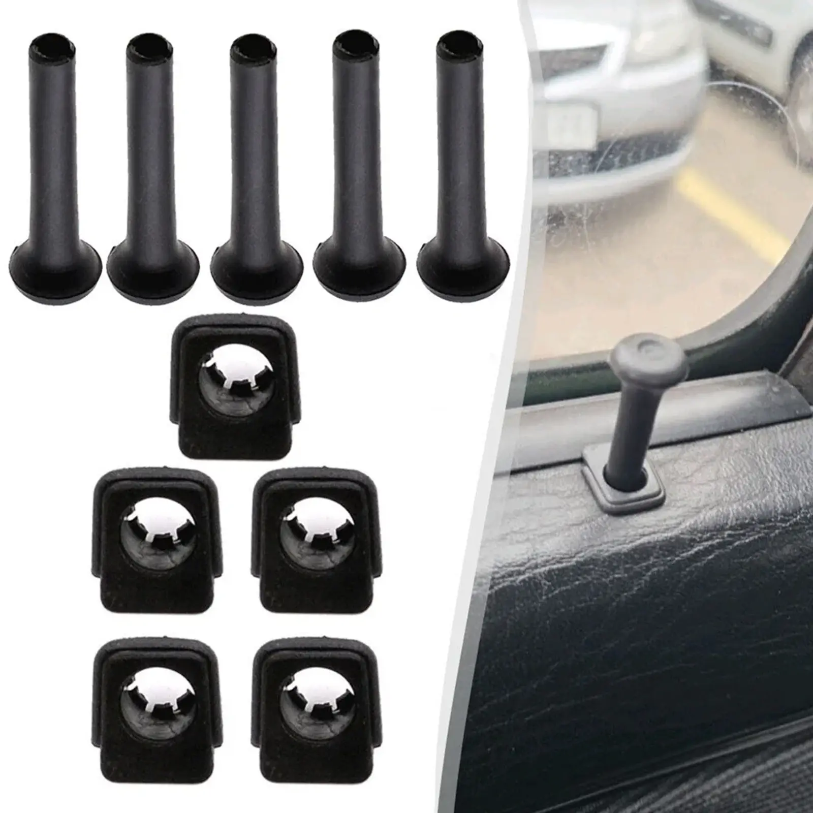 5 Sets Car Door Safety Lock Button Base Locking Knob For Golf Mk2 Mk3 191837187