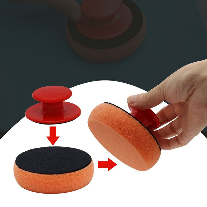 Thumbnail: 4 Inch Car Wax Applicator Pads Set with Red Handle Soft Sponge Applicators Foam