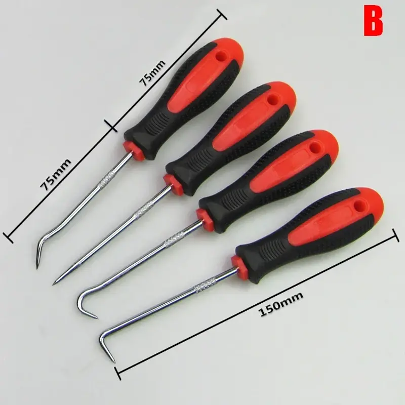 Thumbnail: 4Pcs Car Oil Seal Screwdriver Set Hose Removal Hook Set O-ring Seal Gasket Pick