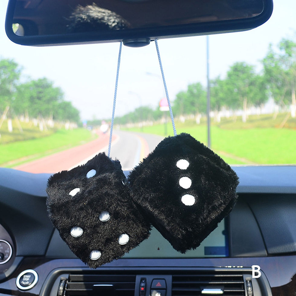 Thumbnail: 2pcs Long Hair Hot Stamping Dot Dice Plush Toy Cube Pendant Car Ornament Sieve A
