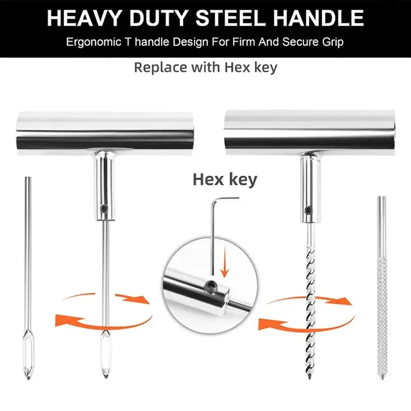 Thumbnail: 57pcs Car Tire Repair Tool Tire Repair Kit Studding Tool Set Auto Bike Motorcycl