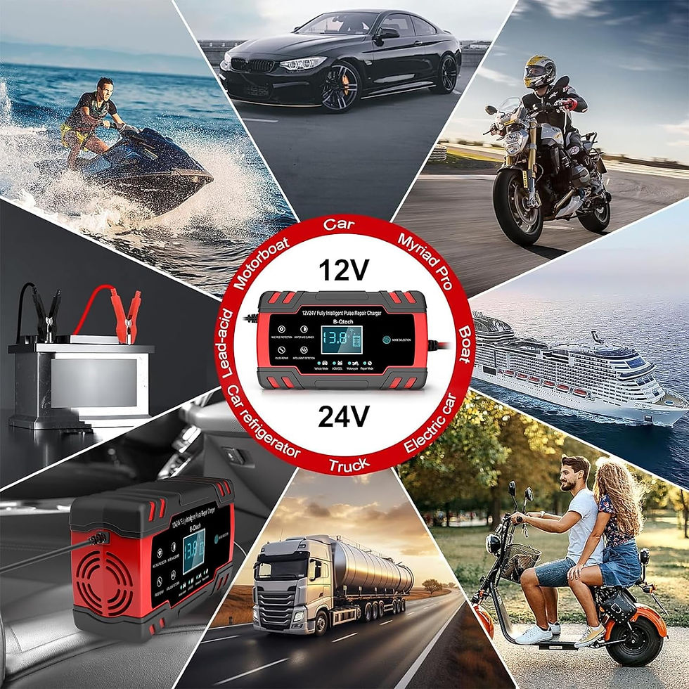 Thumbnail: B-Qtech 12V/24V 2-150Ah Car Battery Charger Repair Smart Automatic Chargin..