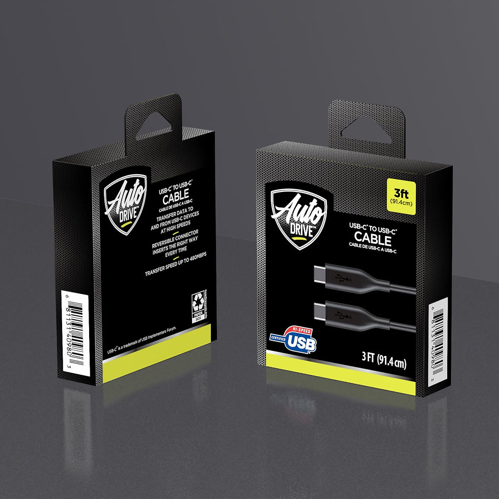 Thumbnail: Auto Drive Type USB-C to C, 3ft, Charging & Data Sync Cable, PVC, Black, Si..