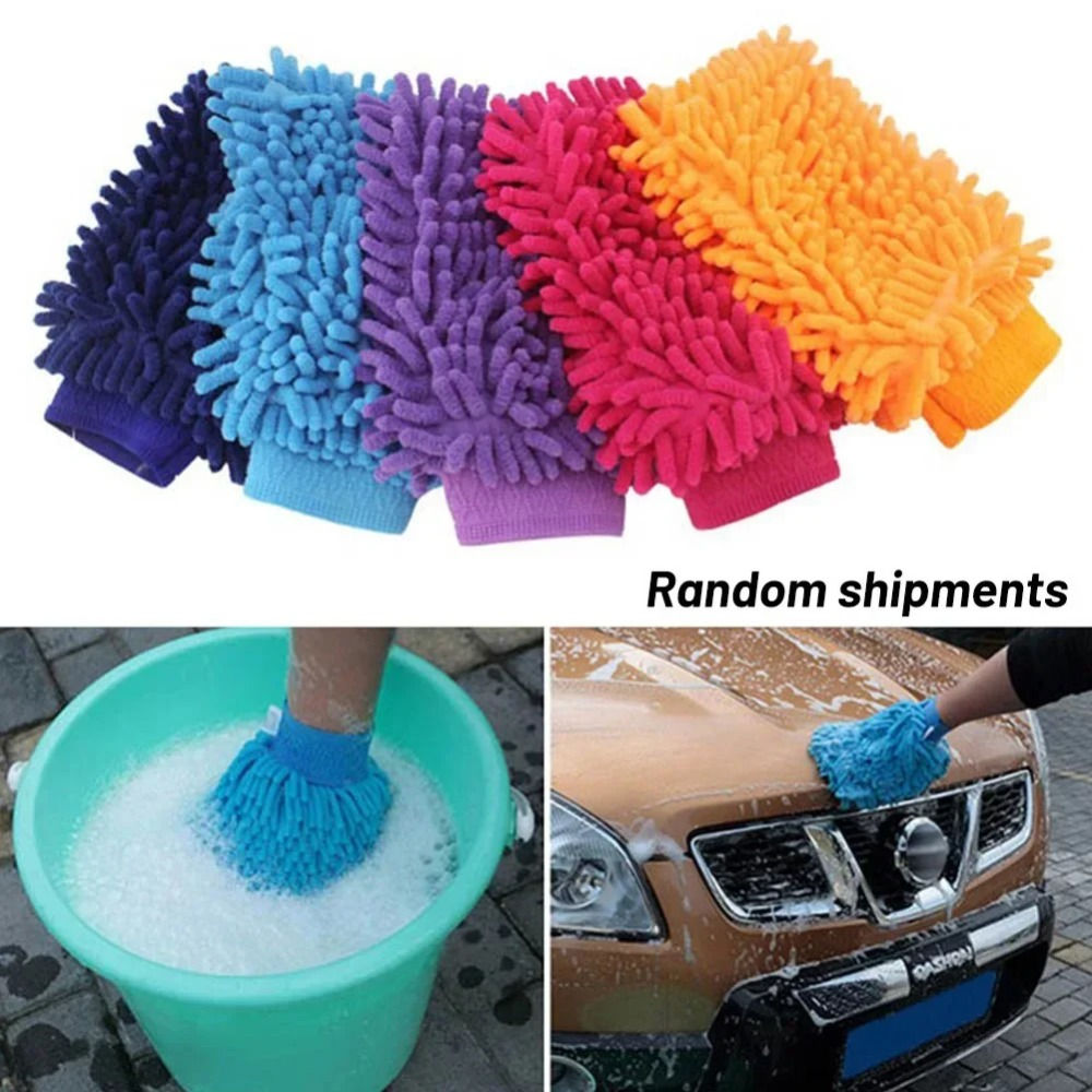 Microfiber auto cleaning gloves for car washing and surface dusting suit for veh