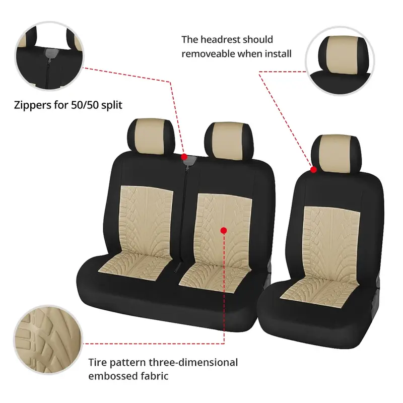 Thumbnail: 2+1Type Seat Covers Car Seat Cover for Transporter/Van,Universal For Iveco Daily