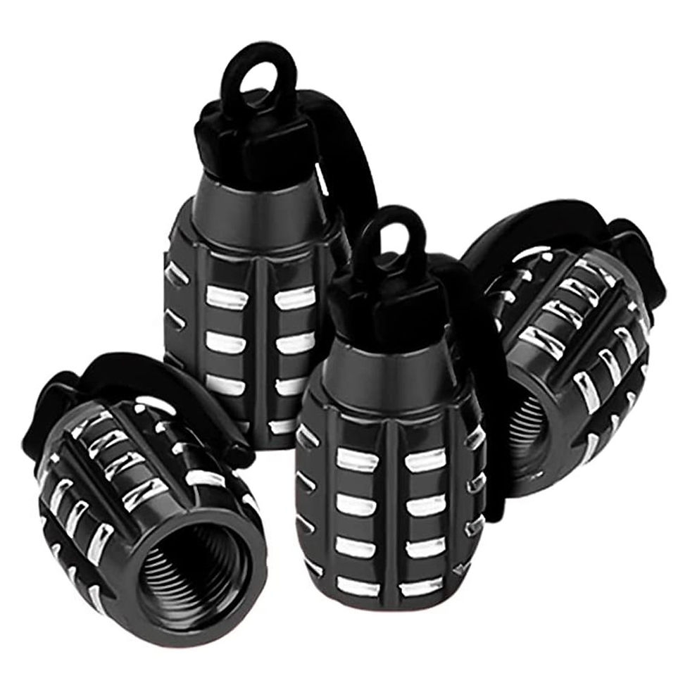 Thumbnail: 4pcs Grenade Alloy Tire Valve Caps - Add Style To Your Car, Truck, Or Bike Wheel