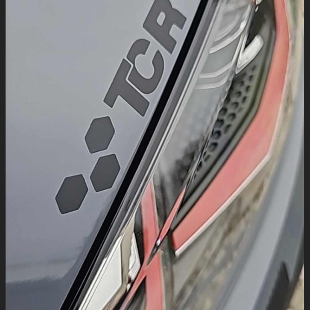 TCR Left And Right Vinyl Tuning Sticker For Car Side Decor Decal Honeycomb Auto