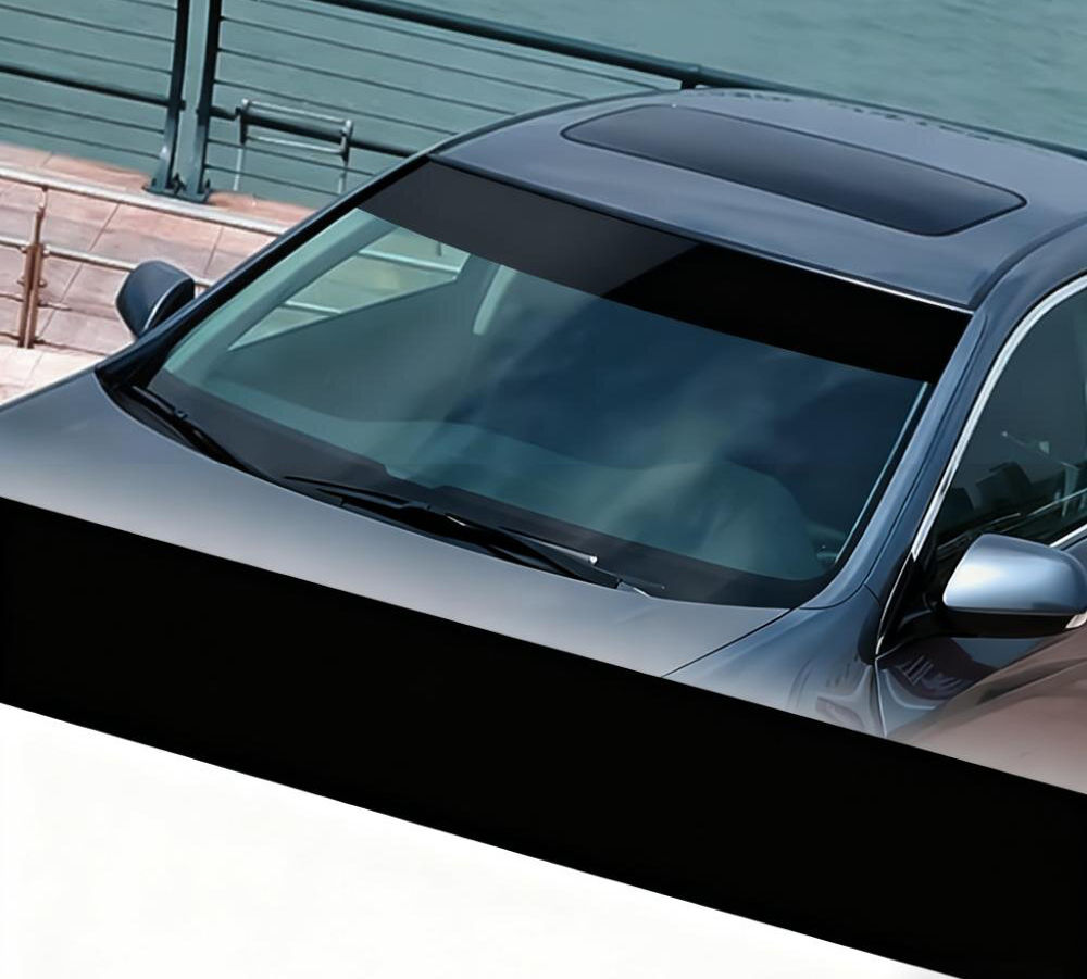 20X150 cm Black Car Windshield Strip Waterproof Glossy Black Windscreen Sunshade