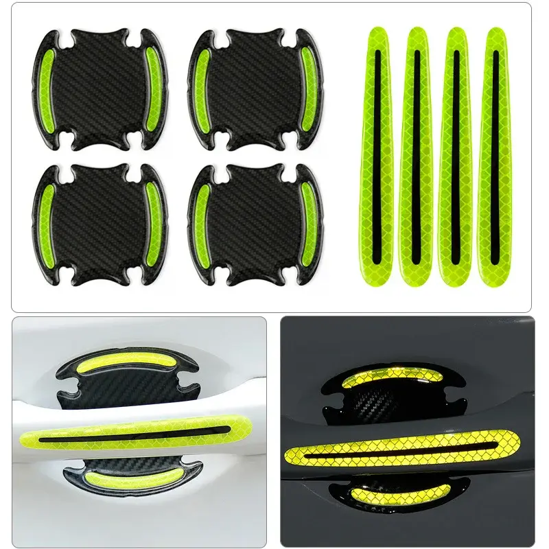 Thumbnail: 8PCS Car Door Handle Protectors Safety Warning Anti-Collision Anti-Scratch Refle