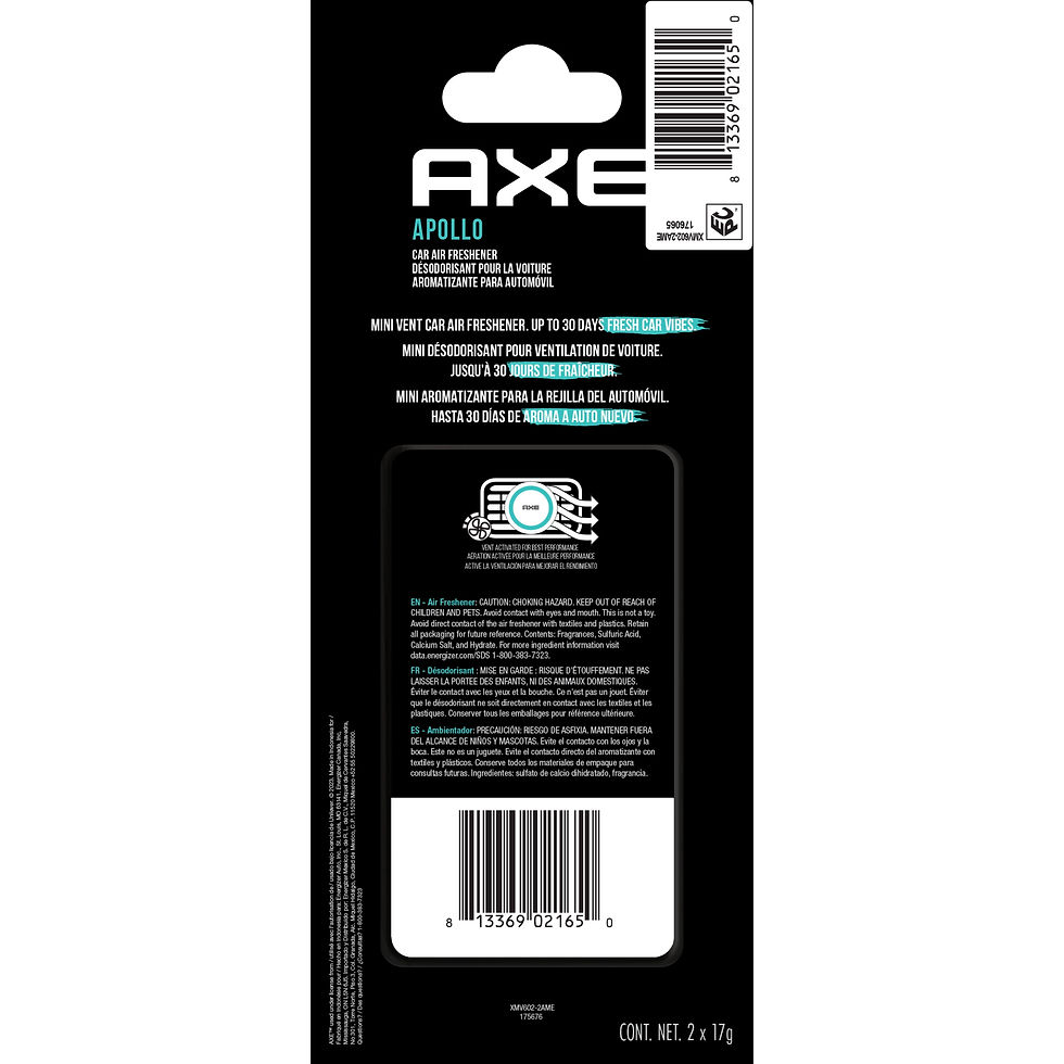 Thumbnail: Axe Apollo Scent Mini Vent Clip Car Air Freshener, 2 Pack