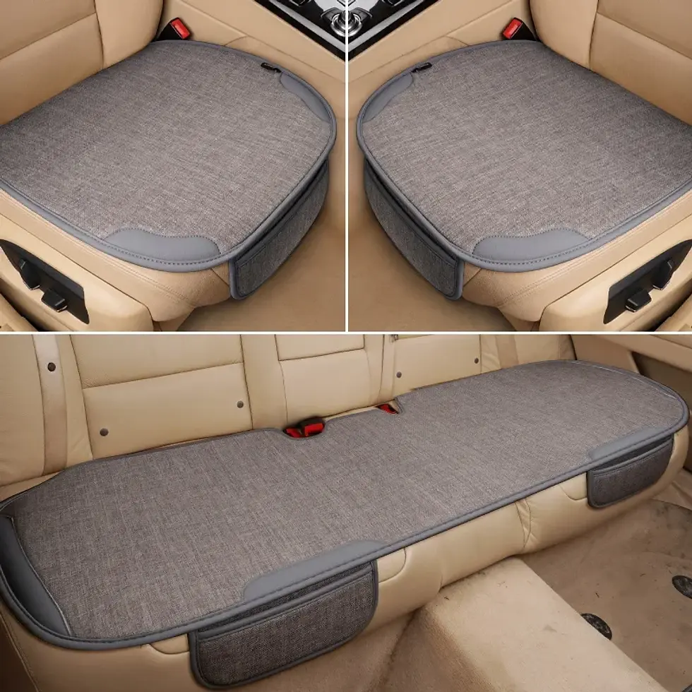 Thumbnail: CAER Car Breathable Flax Seat Cover Four Seasons Universal Front Seats Protector