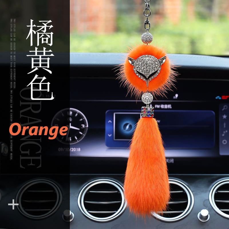 Thumbnail: Crystal Car Fox Head Pendant Car Rearview Mirror With Diamond Hanging Pendant Ca