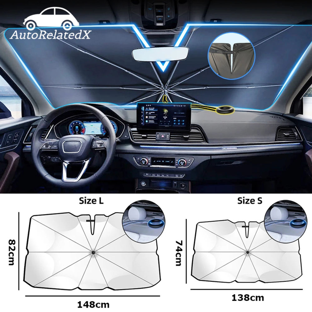 Car Windshield Sun Shade Umbrella Portable Car Parasol With Pull Ring Umbrella H