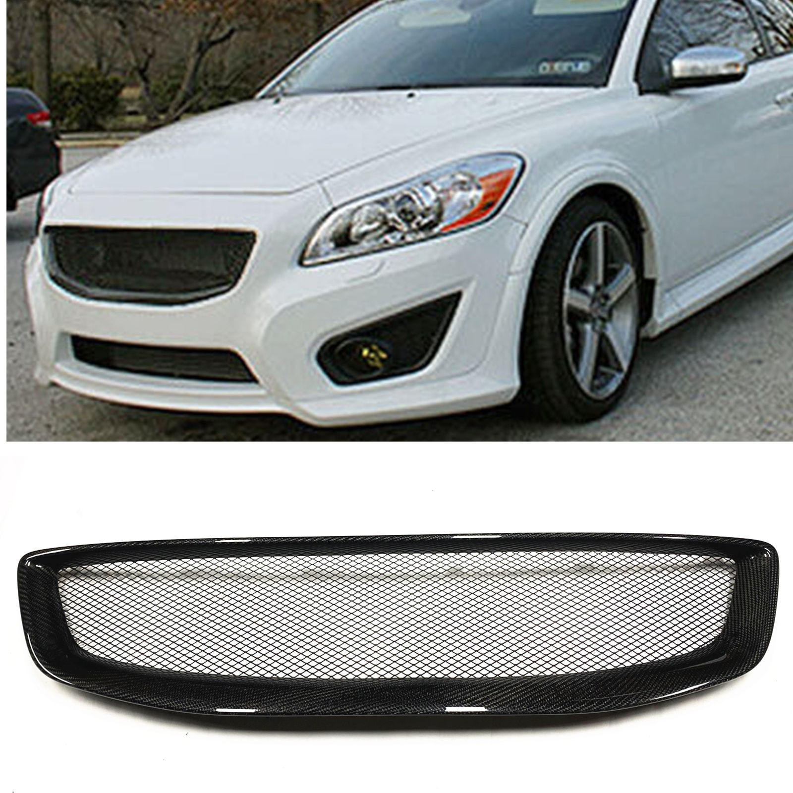 Honeycomb Style Real Carbon Fiber/Fiberglass Upper Bumper Hood Mesh Grid Racing
