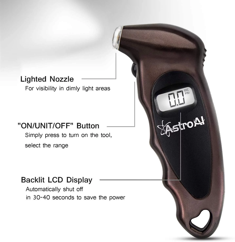 Thumbnail: Digital Tire Pressure Gauge, 3A Battery, 150 PSI, Brown, 1 Pack, for Gift