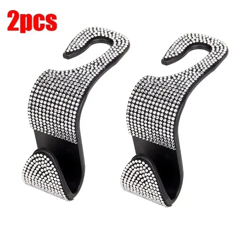 Thumbnail: 2PCs Car Seat Back Hooks Bling Diamond Hanger Backseat Auto Back Universal Headr