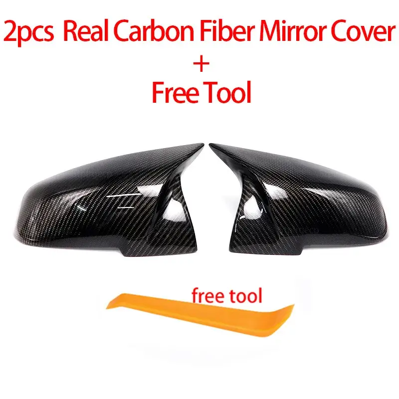 Thumbnail: Rearview Mirror Cover Cap Real Carbon Fiber Black for BMW Series 1 2 3 4 X M 220