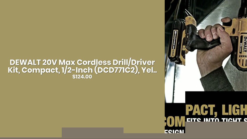Thumbnail: DEWALT 20V Max Cordless Drill/Driver Kit, Compact, 1/2-Inch (DCD771C2), Yel..