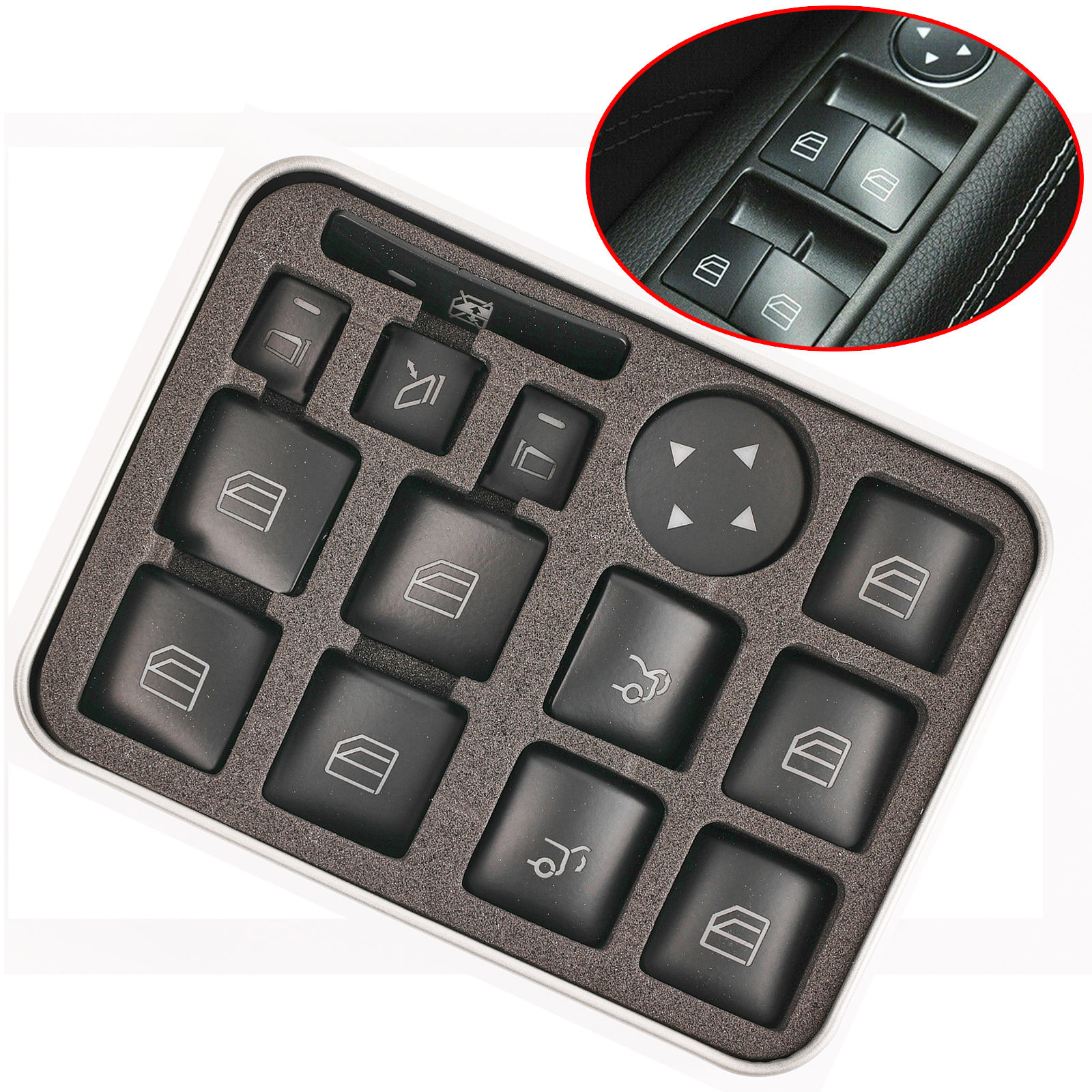 14Pcs Car Parts Car Accessories Window Switch Button Repair Stickers For Mercede