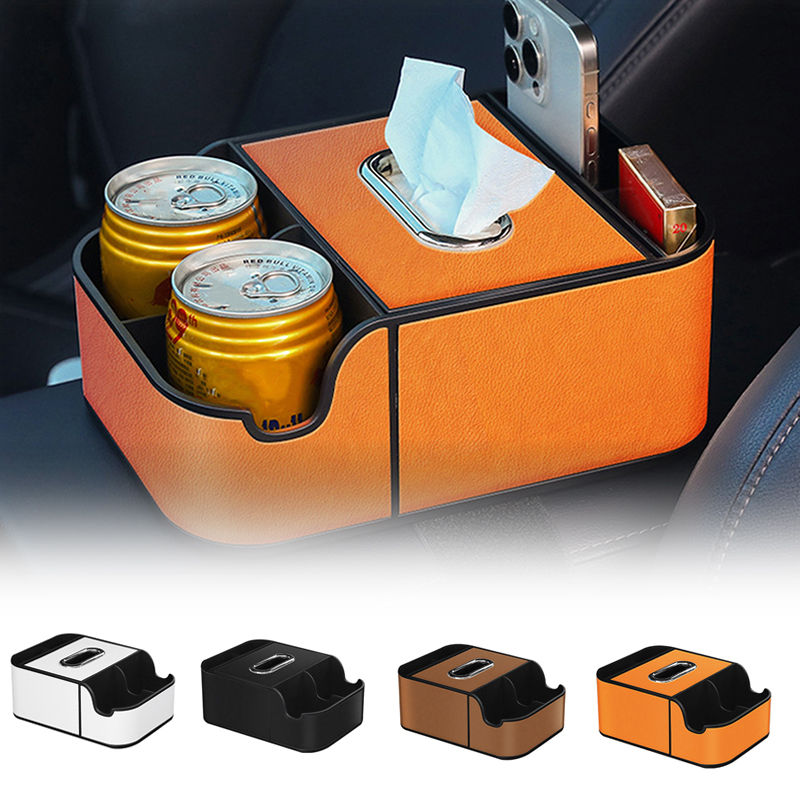 Thumbnail: Car Armrest Storage Organizer – Tissue & Dual Cup Holders