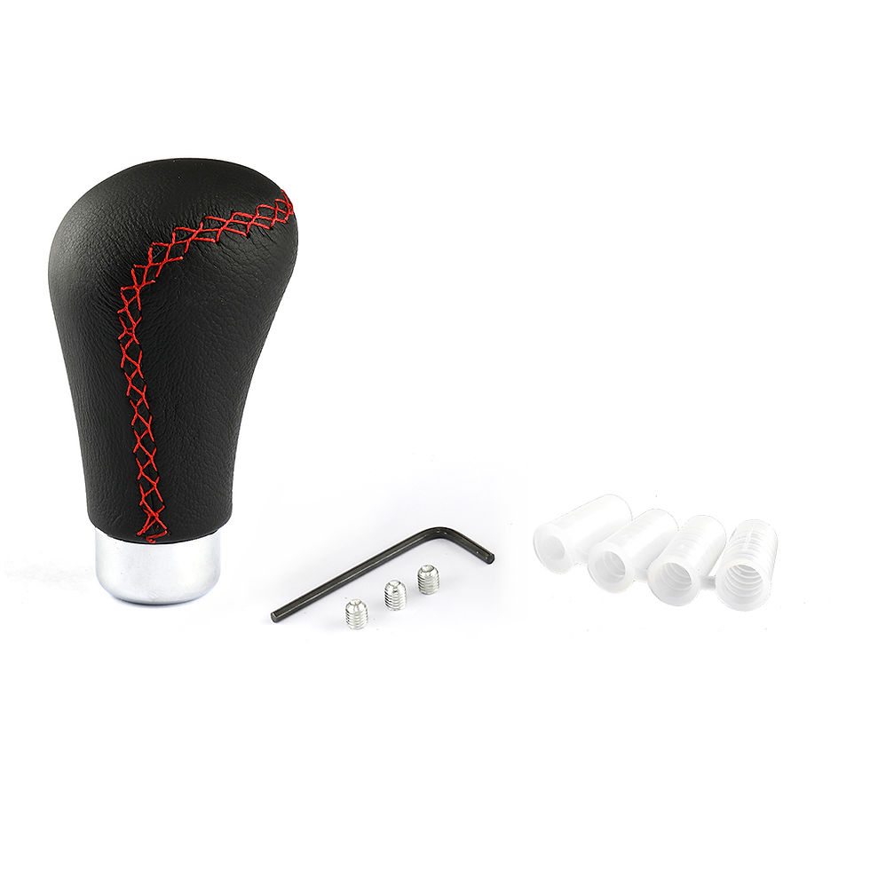 Thumbnail: Universal Manual Leather Red/Black Stitch Car Gear Stick Shift Knob Shifter Leve
