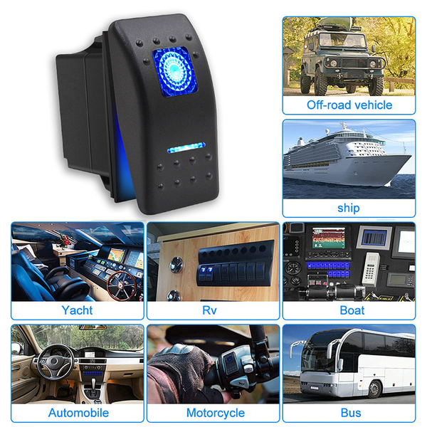 Thumbnail: 12V 24V Waterproof Marine Boat Rocker Switch Toggle 5 Pin SPST ON-Off Switch 12V