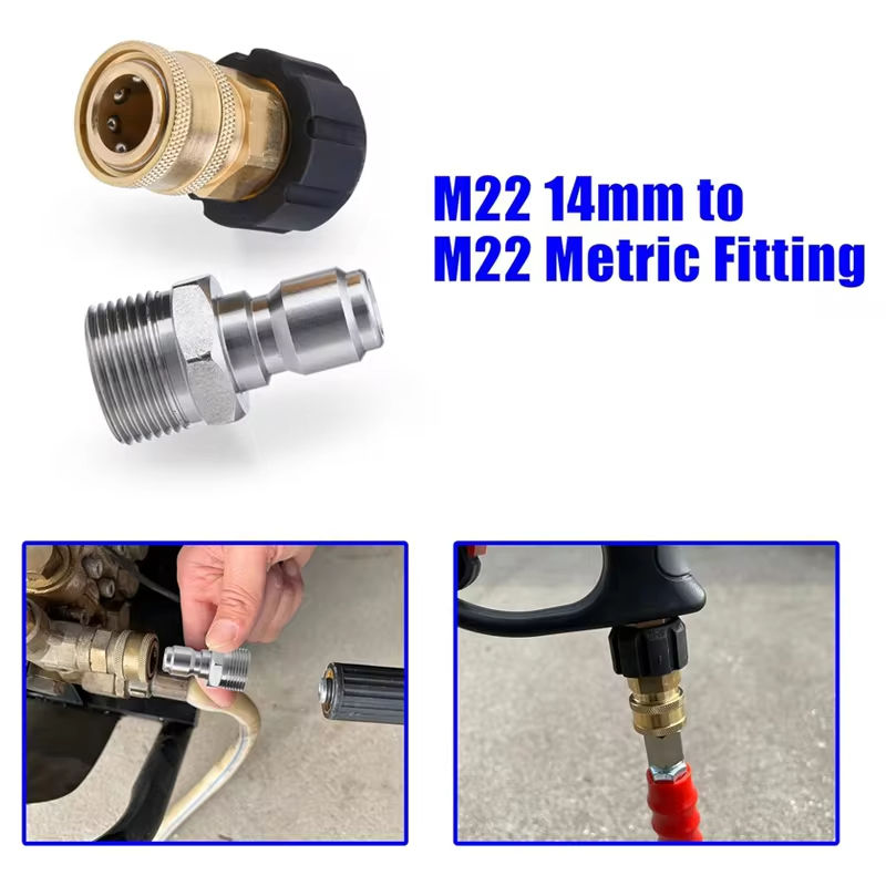 Thumbnail: Tool Pressure Washer Adapter Set M22 to 3/8 Quick Connect for Pressure Washer Ho