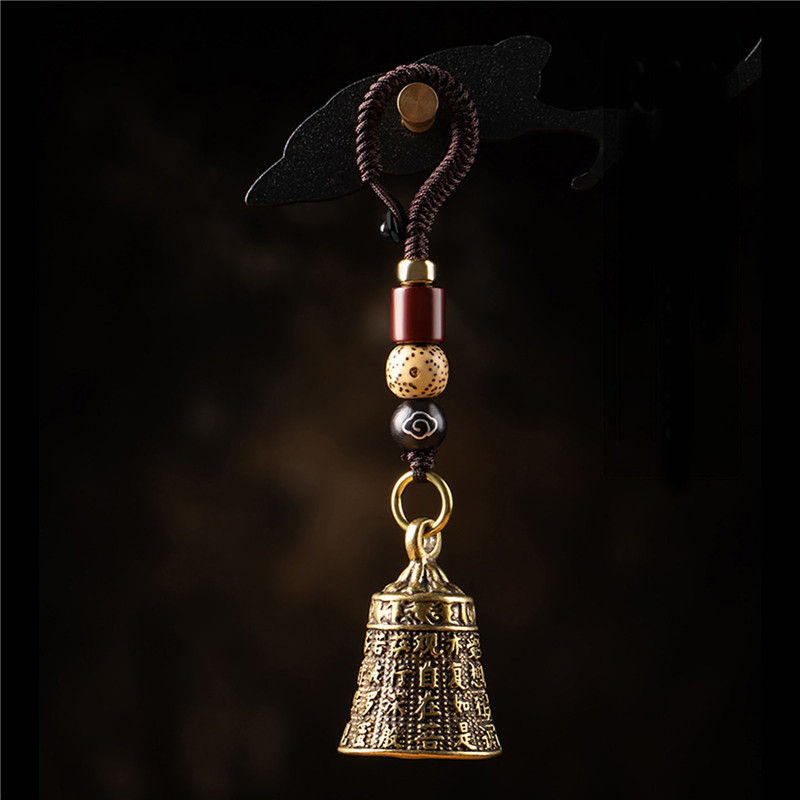 Thumbnail: Vintage Brass Tibetan Buddhism Mantra- Bell Keychains Lanyard Pendants Handmade