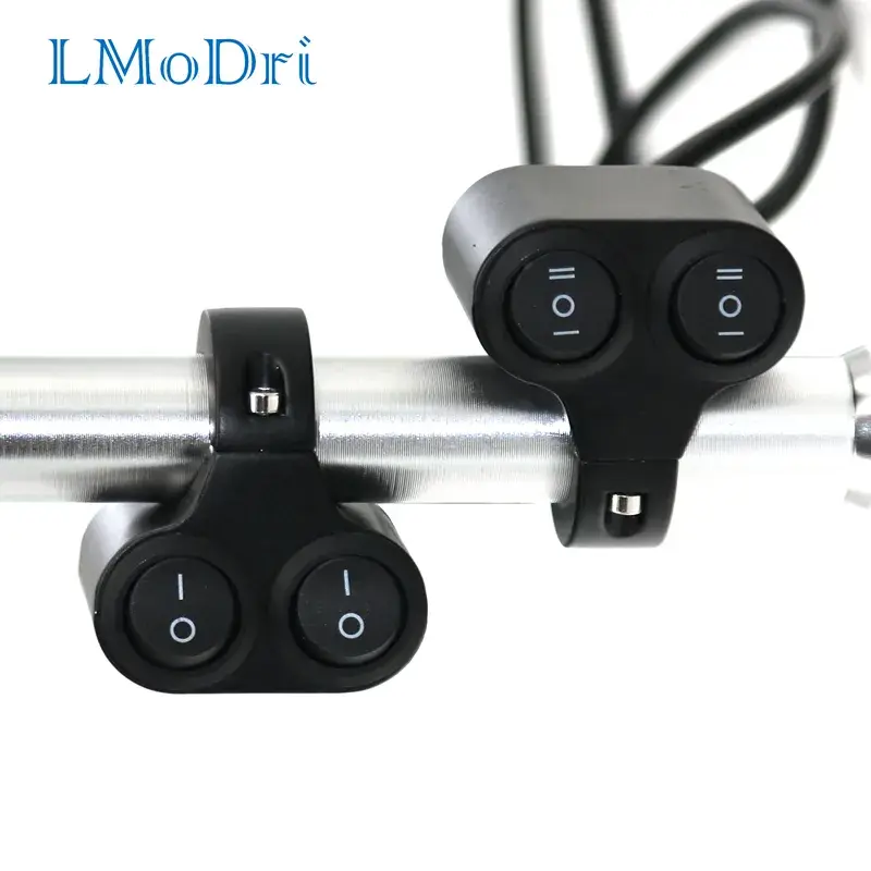 LMoDri 12V Motorcycle ATV Handlebar Dual Button Switch 7/8" Motorbike Refit
