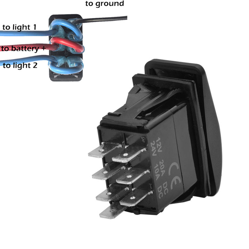 Thumbnail: Green Led (ON)-OFF-(ON) (ON) OFF ON ON OFF ON Rocker Switch 12V 20A DPDT SPST Il