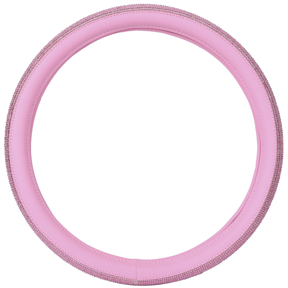 Thumbnail: Auto Drive Pink Crystal, Universal Fit Steering Wheel Cover, PU leather
