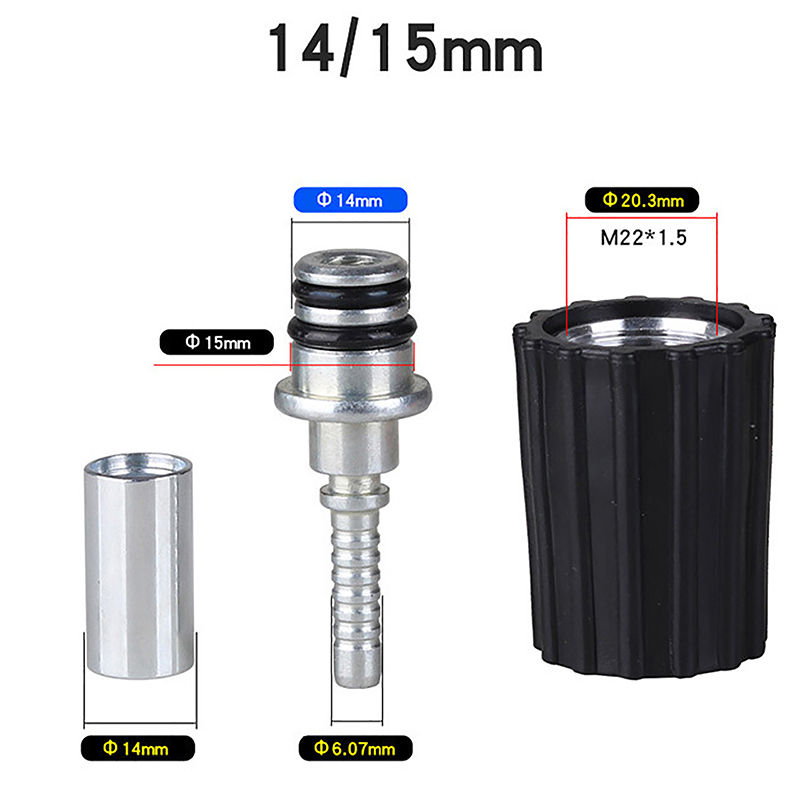 Thumbnail: High Pressure Washer Hose Insert Fittings D14 D15mm Ring Nut M22 Car Washer Wate