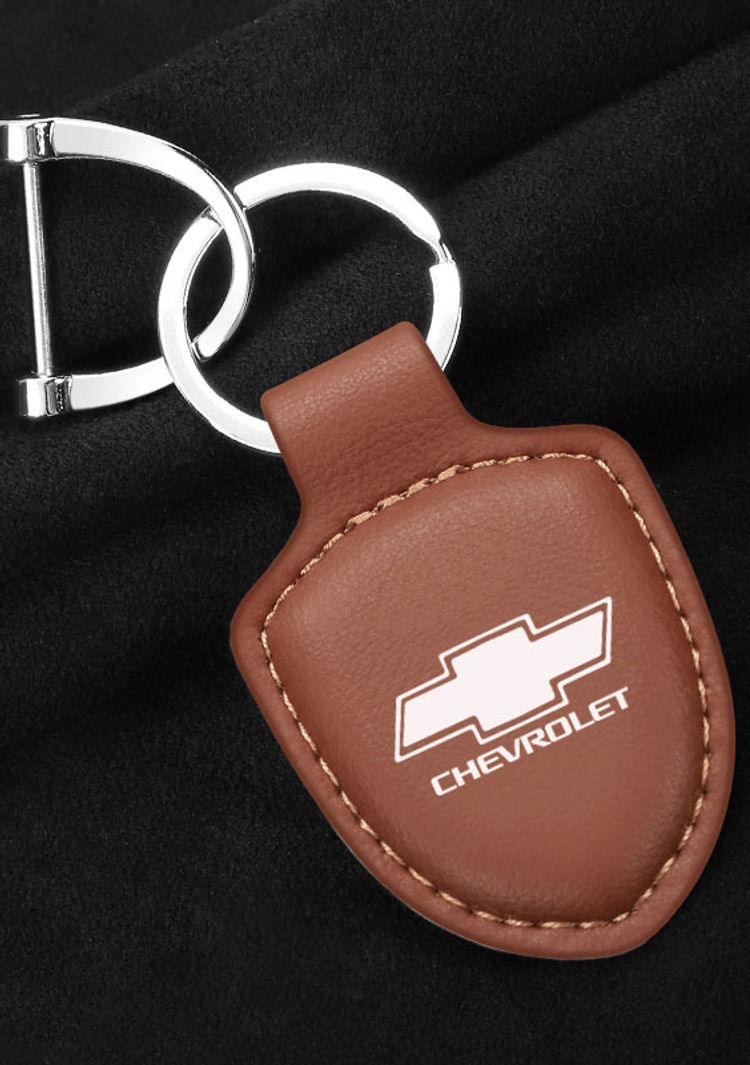 Thumbnail: Car Shield Leather Keychain Key Ring Pendant Holder Gift for Chevrolet Accessori