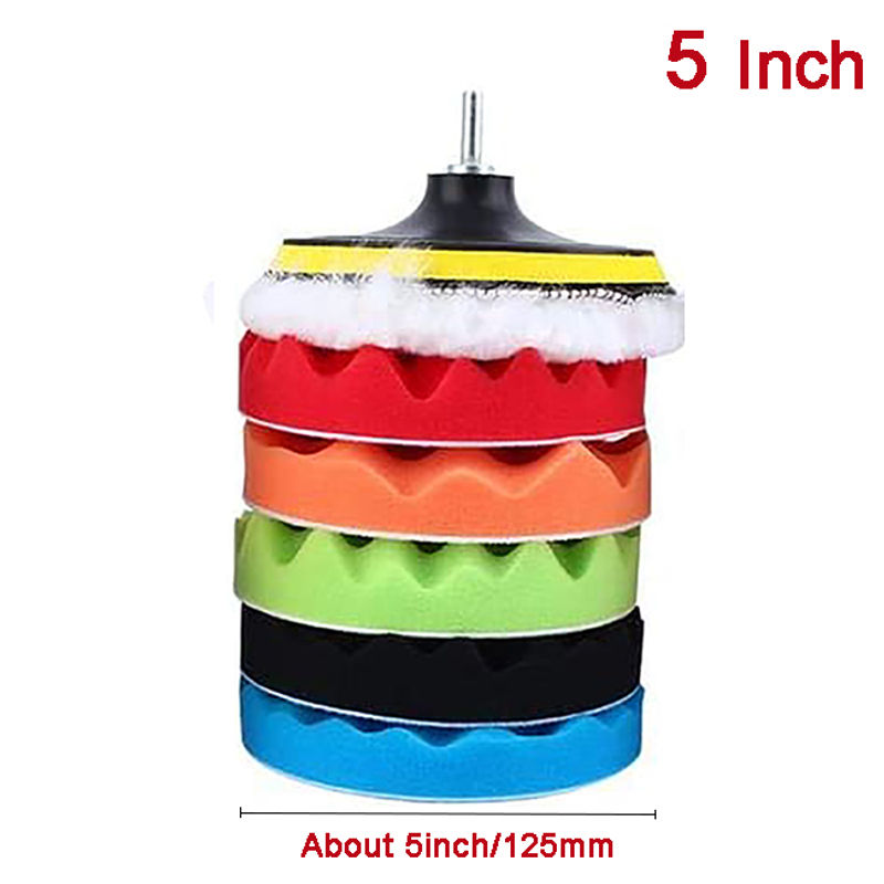 Thumbnail: 3/7/5inch CarPolishing Disc 8Pcs/Set Self-Adhesive Buffing Waxing Sponge Wool Wh