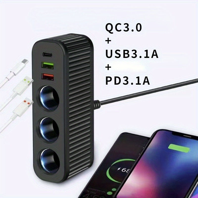 Thumbnail: PD 120W Fast Charger 12V/24V Dual USB Quick Charge Power Adapter Charger One-to-