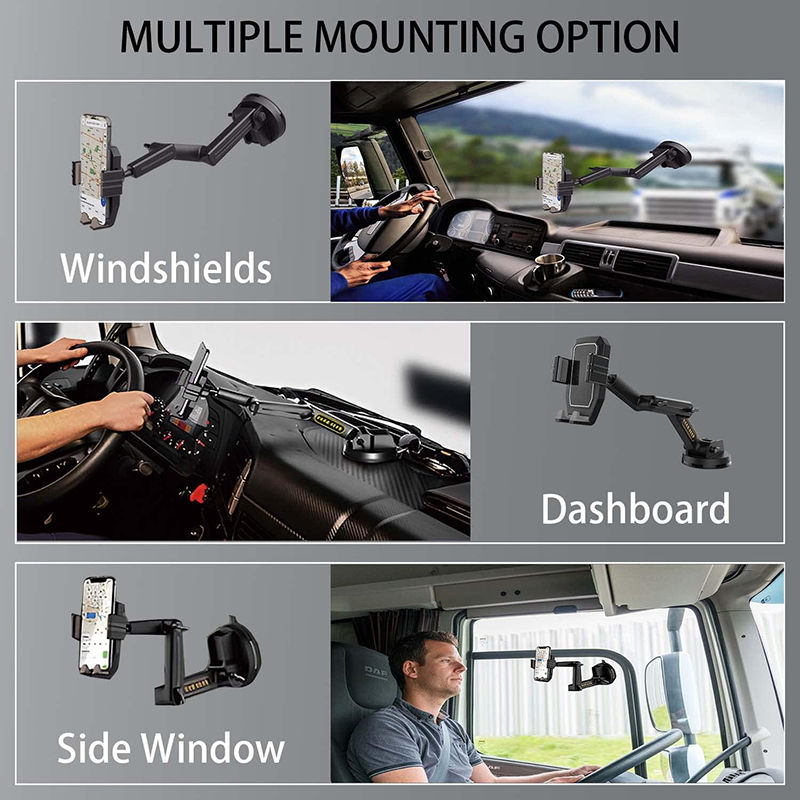 Thumbnail: 1pcs Black Car Phone Mount Holder Adjustable Height Suction Cup Type Universal S