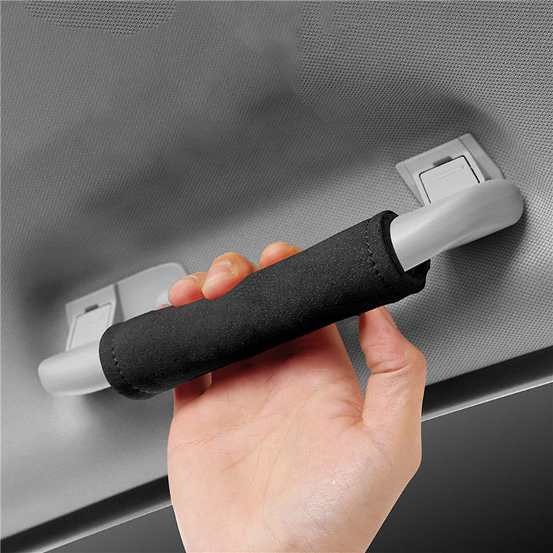 Thumbnail: 4Pcs Car Roof Armrest Decoration Soft Suede Cover Auto Interior Pull Handle Glov