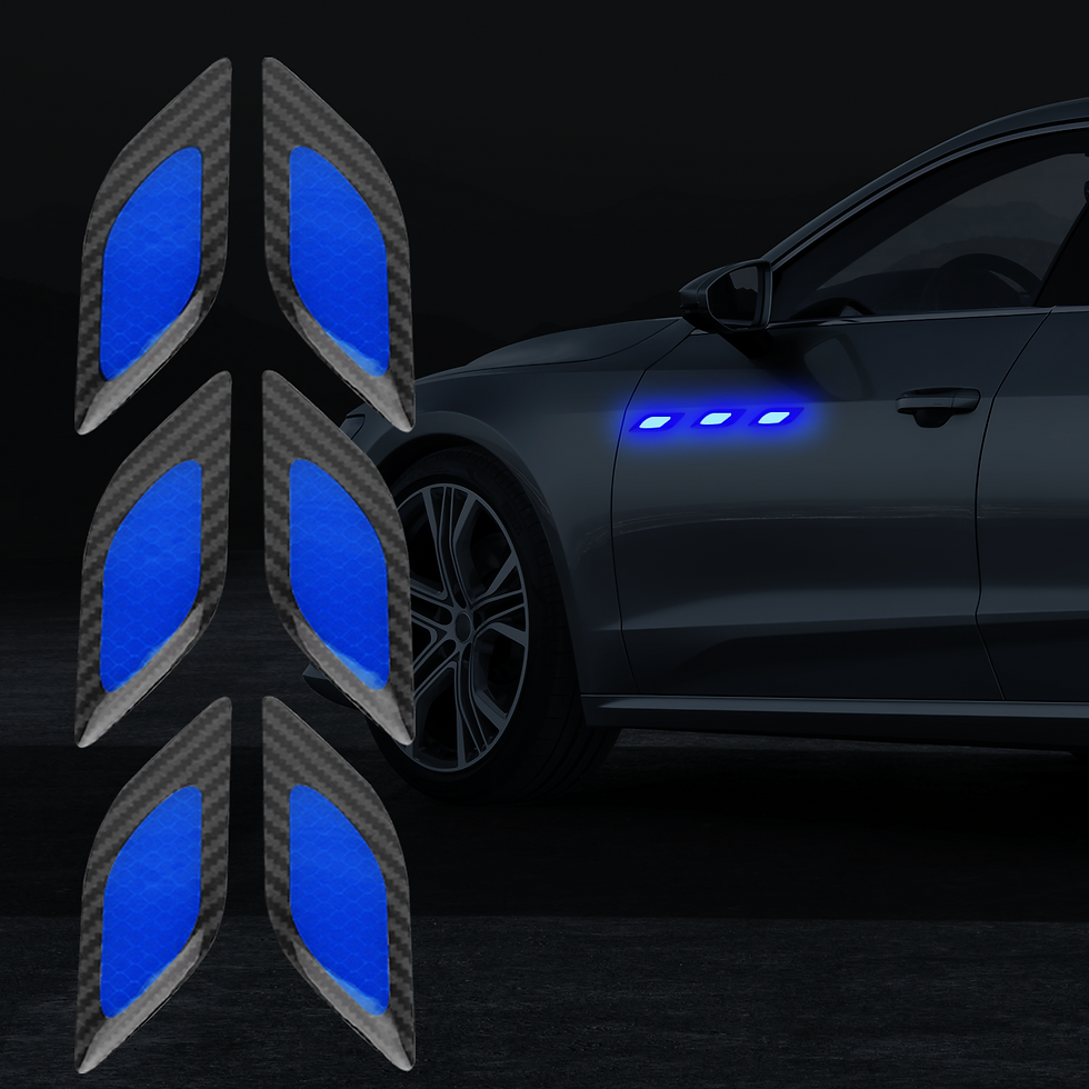 Thumbnail: 6Pcs/Set Car Reflective Carbon Fiber Bumper Strips Safety Warning Tape Safety Wa