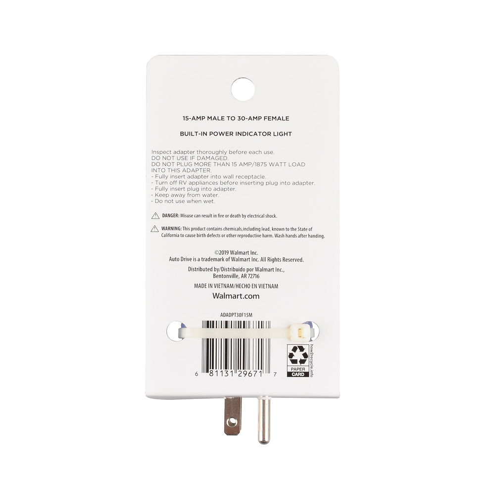 Thumbnail: Auto Drive 15 to 30-Amp Universal RV Power Adapter with Light, Clear Blue, ..