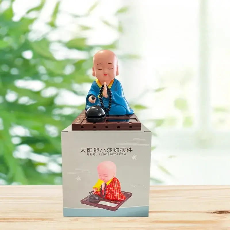 Thumbnail: Solar Little Monk Creative Car Ornaments Dashboard Decoration Chinese Style Budd