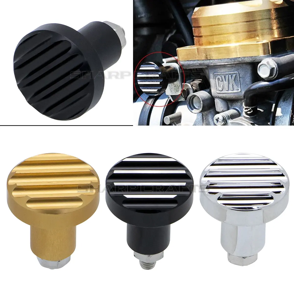 Motorcycle CNC Aluminum Fluted Carburetor Choke Knob for Triumph Scrambler