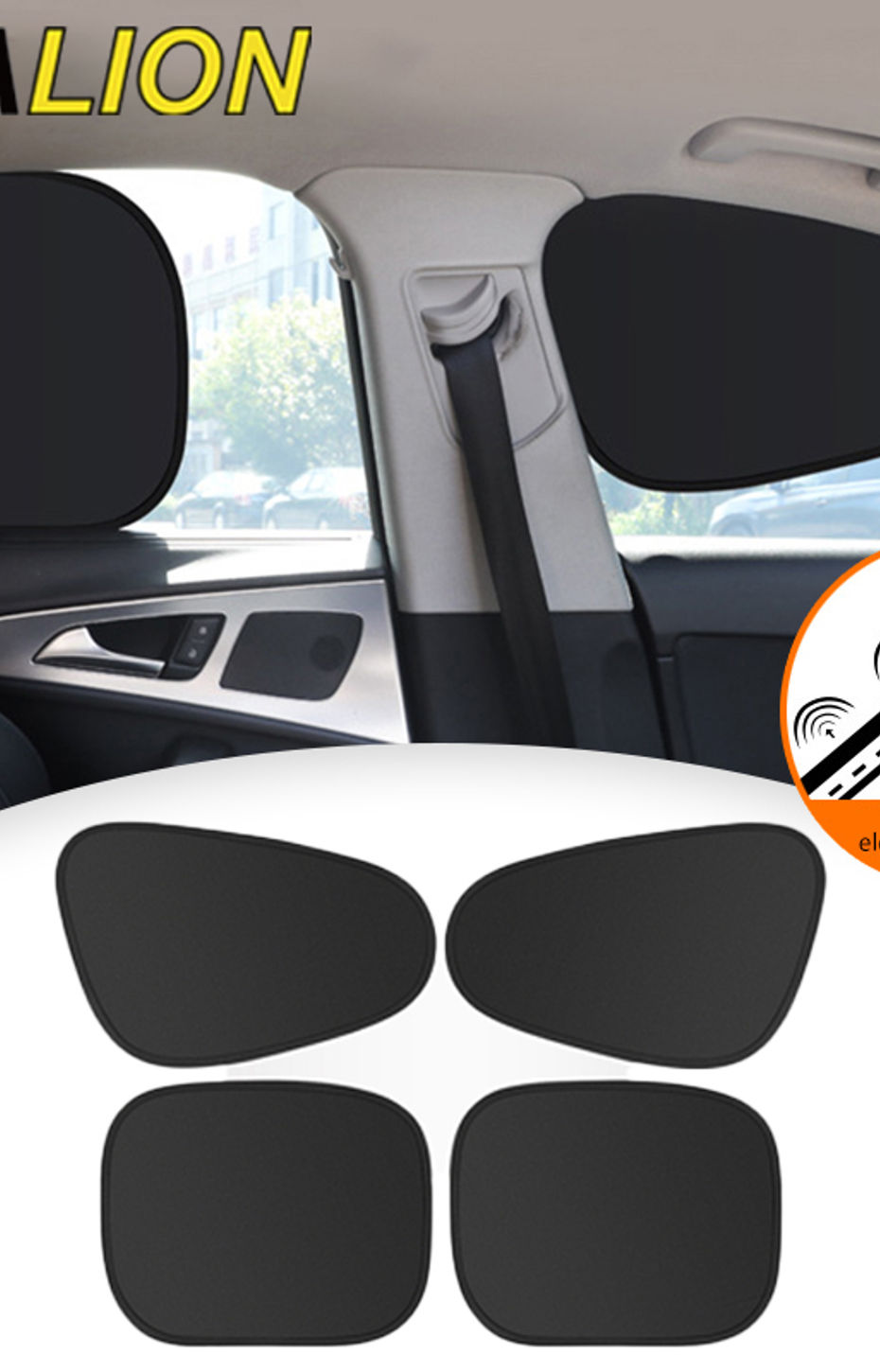 BLALION Car Side Window Sunshade Cover Inside Electrostatic Adsorption Side Curt