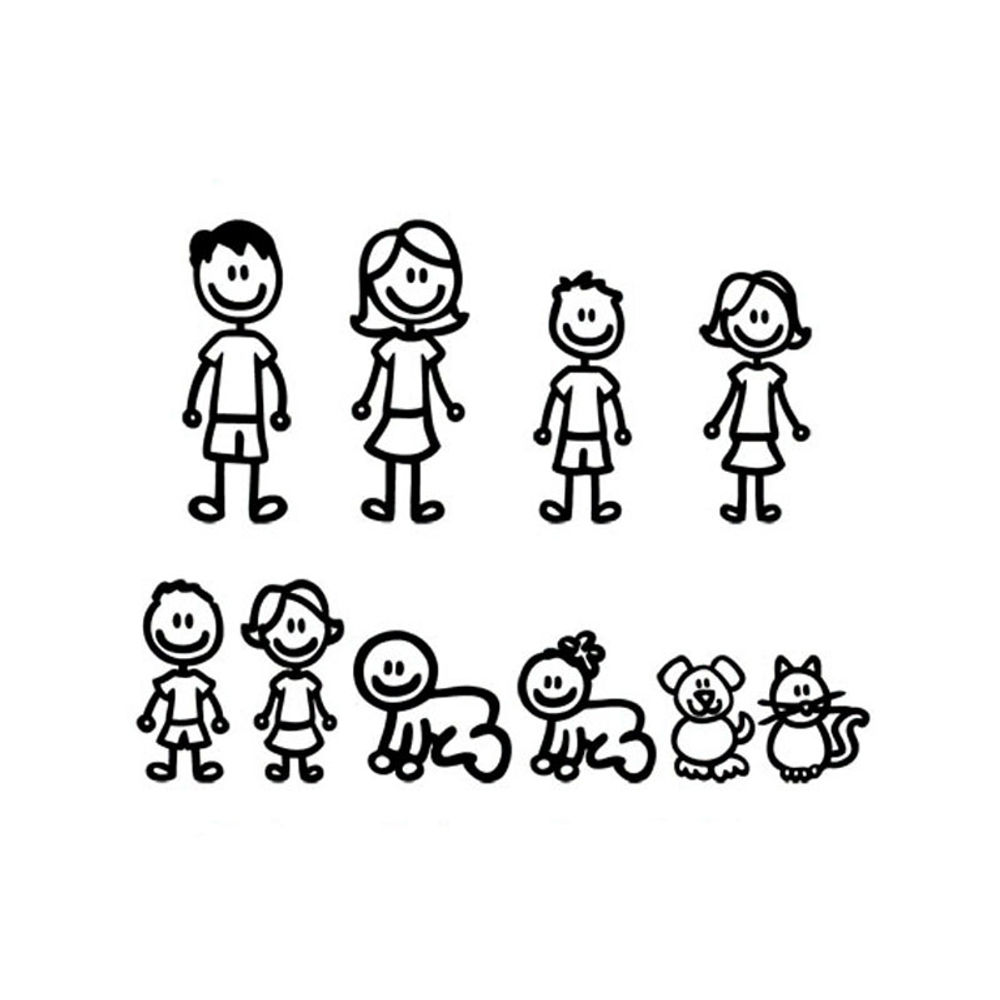 Interesting Family Covering The Body of Fashion Styling Car Sticker Cartoon Crea