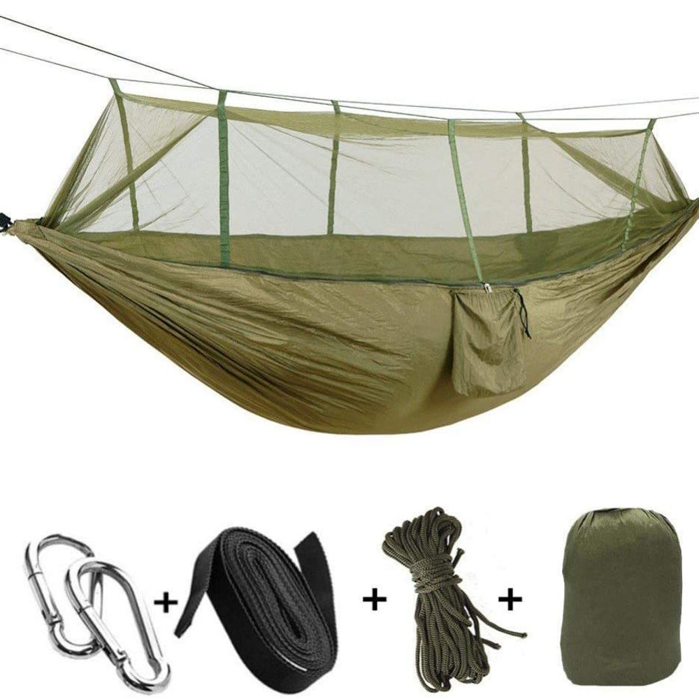 2 Person Camping Garden Hammock With Mosquito Net Outdoor Furniture Bed Strength