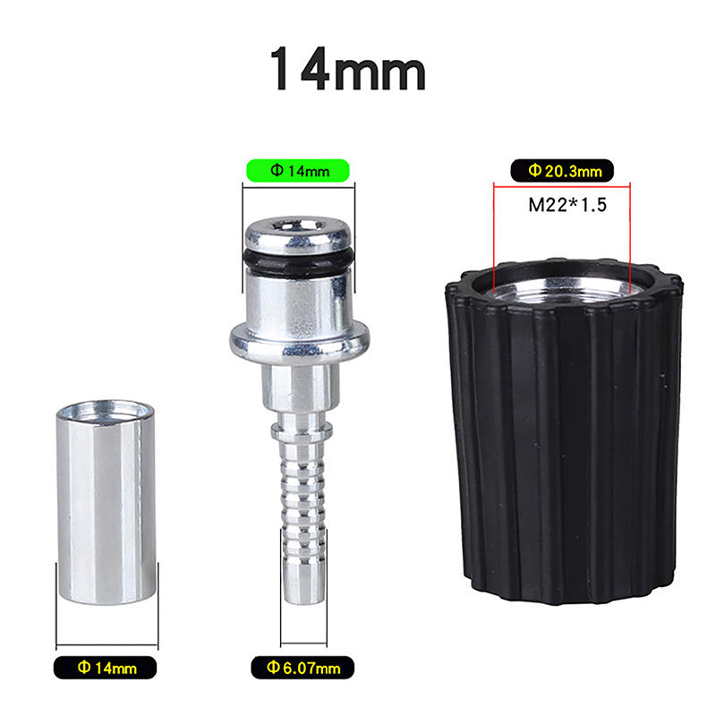 Thumbnail: High Pressure Washer Hose Insert Fittings D14 D15mm Ring Nut M22 Car Washer Wate