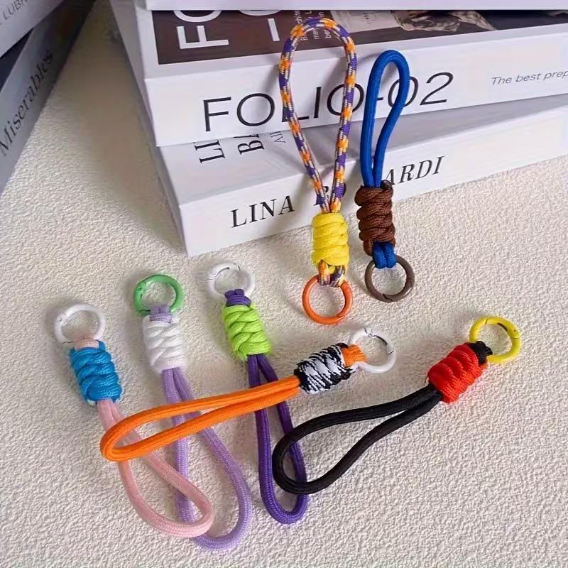 2/10pcs Random Colorful Woven Keychains – Durable Lanyards for Phones, Keys, Cup
