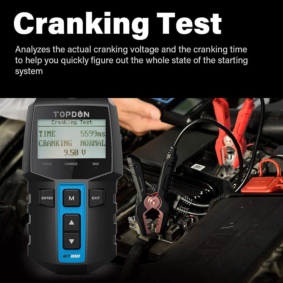 Thumbnail: Car Battery Tester TOPDON BT100 12V 100-2000 CCA Automotive Alternator Load..