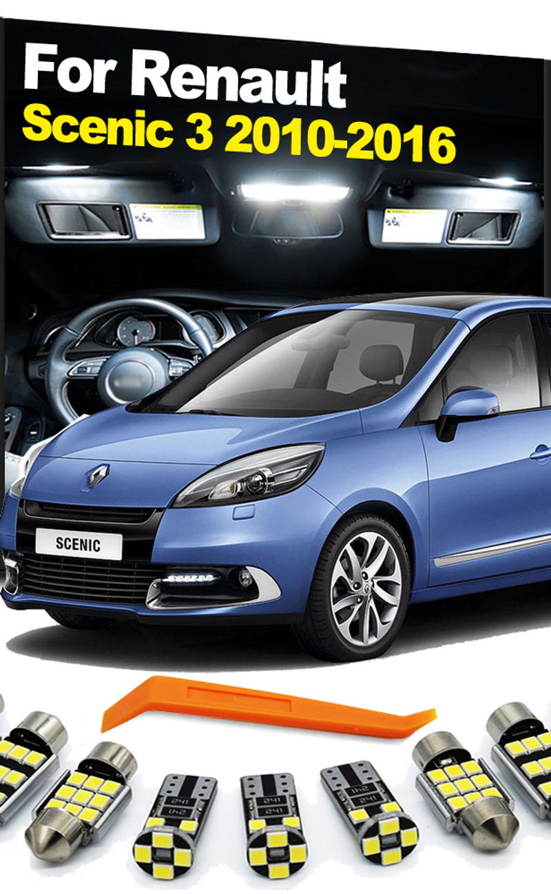 ZITWO 21Pcs LED Bulb Interior Dome Plate Light Kit For Renault Scenic For Grand